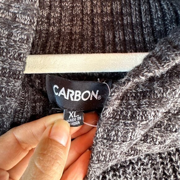 Carbon Sweater Mens Size XL Gray Heathered High Neck Casual Lagenlook Office - Picture 2 of 13